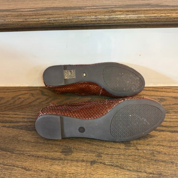 Tory Burch York Brown Leather Python Scale Cap Toe Ballet Flats Size 6 EUC - Picture 8 of 8